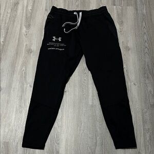 Under Armour Black Athletic Coldgear Soft Training Pants Joggers Drawstring Tie